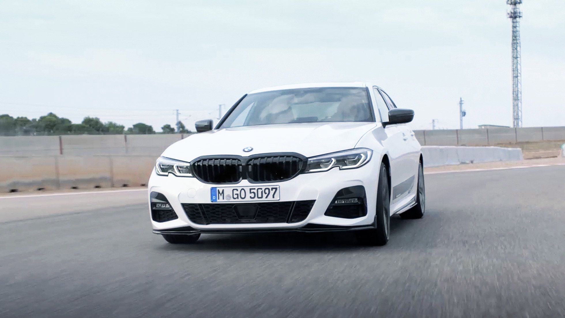 BMW 3 Series, M Performance parts. Quarter front view of the BMW 3 Series with M Performance parts.